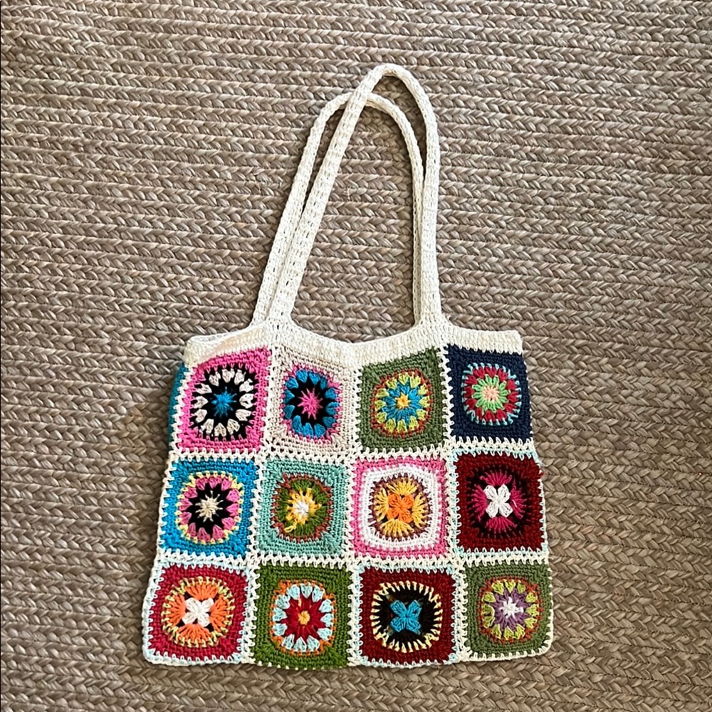 Colorful Crochet Tote Bag